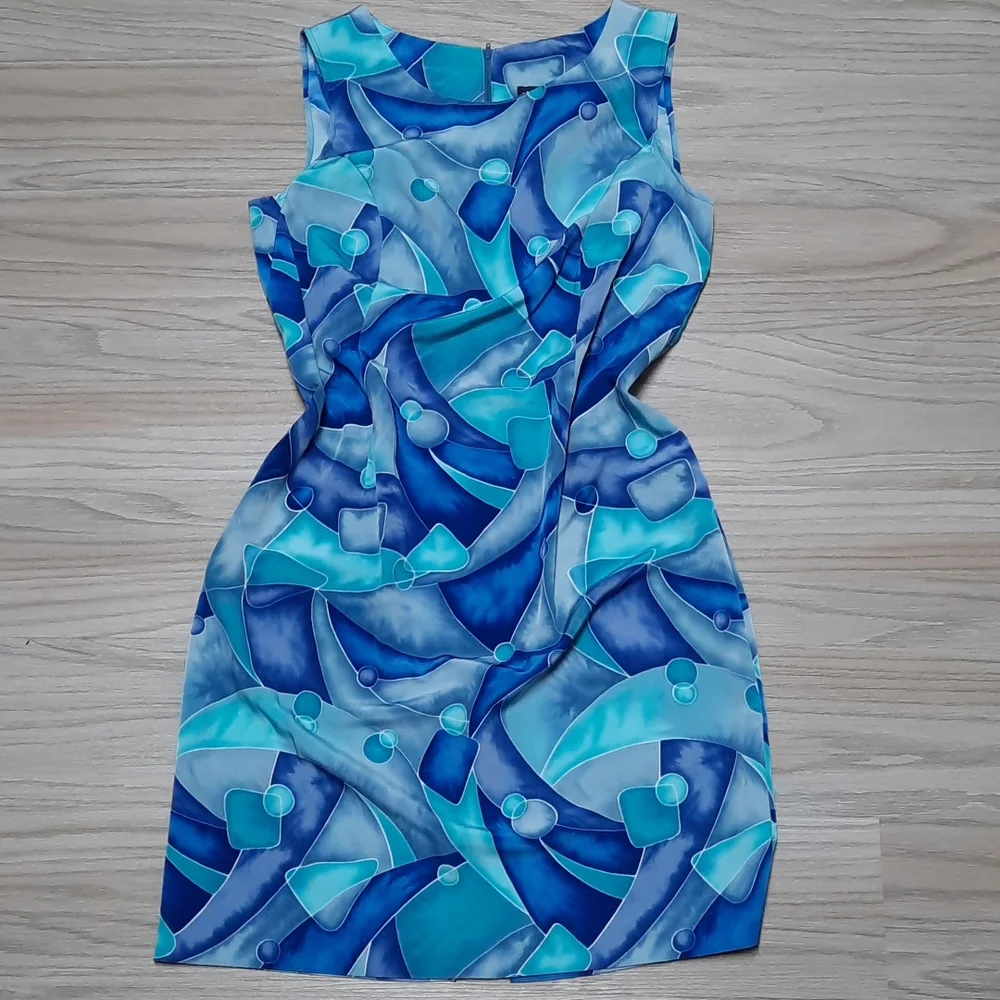 Chad's Place vintage blue fun print dress size 12 - Picture 1 of 6